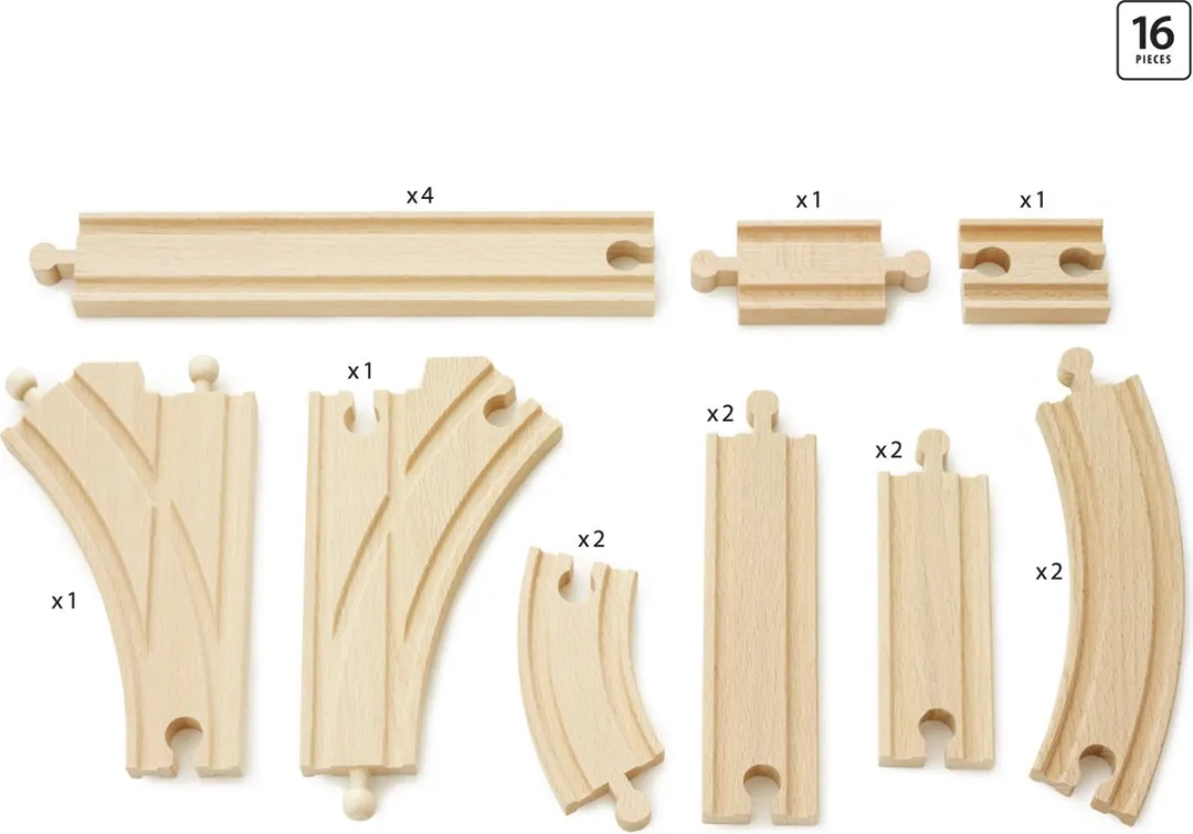 BRIO Midi Rails Uitbreidingsset 33402 - 16 Stuks - Bruin