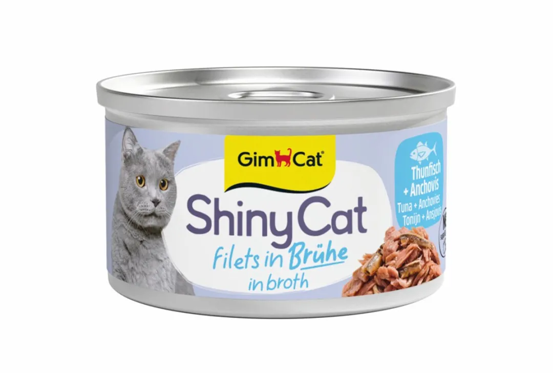 GimCat ShinyCat Filets in Broth Tonijn + Ansjovis - 24 Stuks