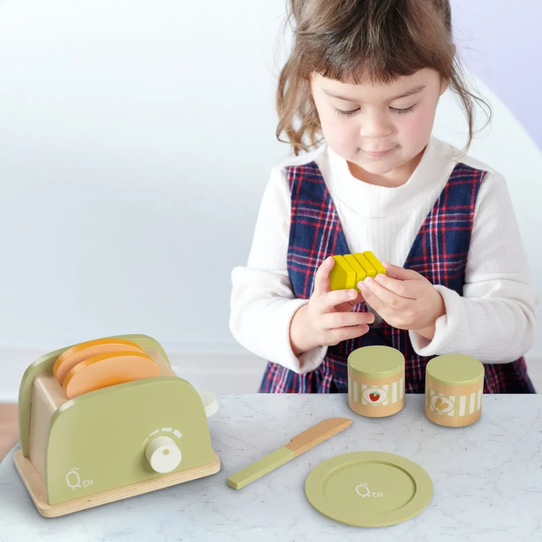 Teamson Kids Houten Speelkeuken Accessories Toaster - 11 Stuks - Groen