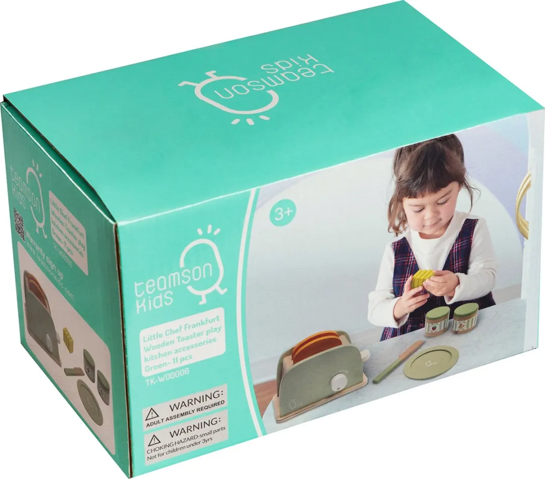 Teamson Kids Houten Speelkeuken Accessories Toaster - 11 Stuks - Groen