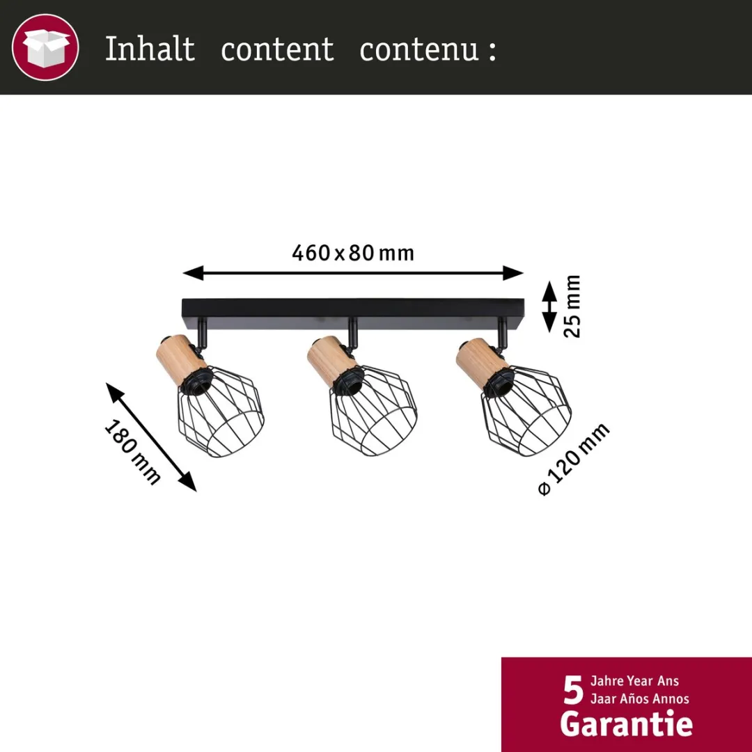Paulmann Spotlight Lanka E14 3x20W Dimbare Spot - Zwart