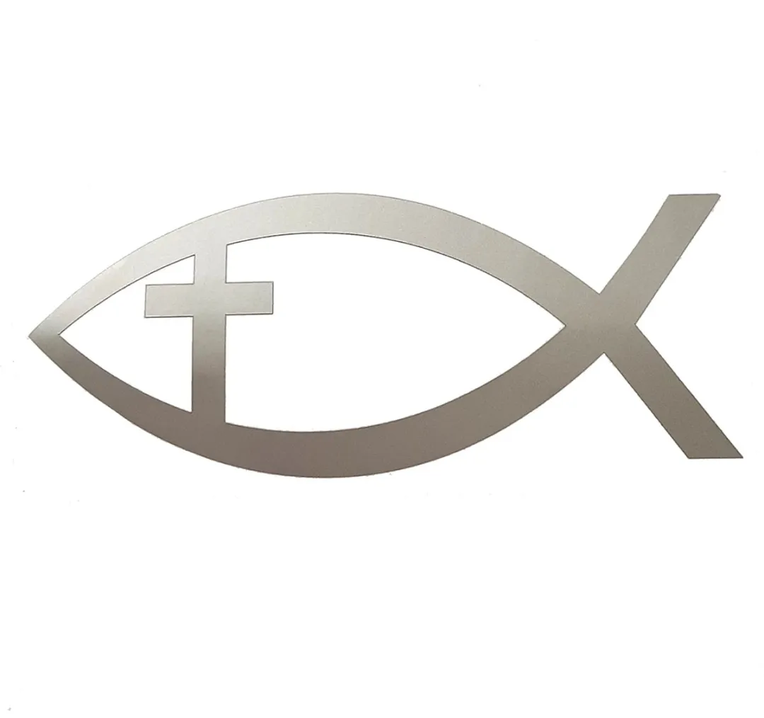 Avery Ichtus Vis met Kruis Sticker 14x6cm