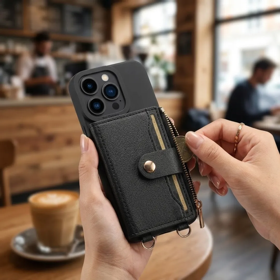 NUVEX iPhone 17 Pro Hoesje met Portemonnee - Zwart