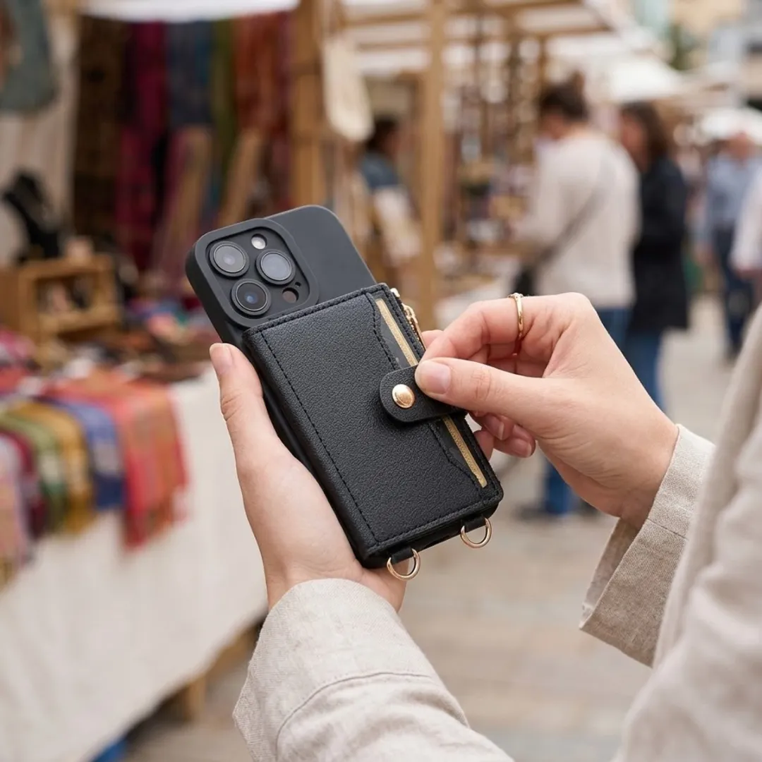 NUVEX iPhone 17 Pro Hoesje met Portemonnee - Zwart