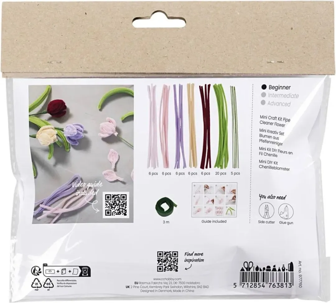 Creativ Company Mini Hobbyset Bloemen Chenilledraad - 5 Stuks