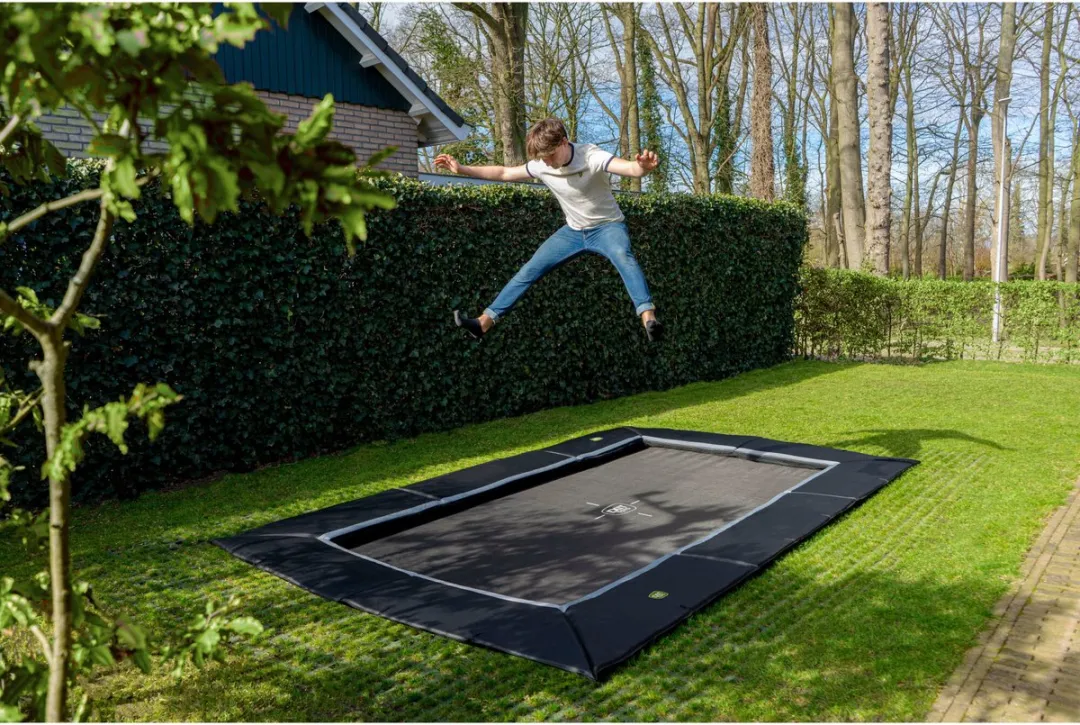 EXIT Dynamic Groundlevel Trampoline 458cm - Zwart