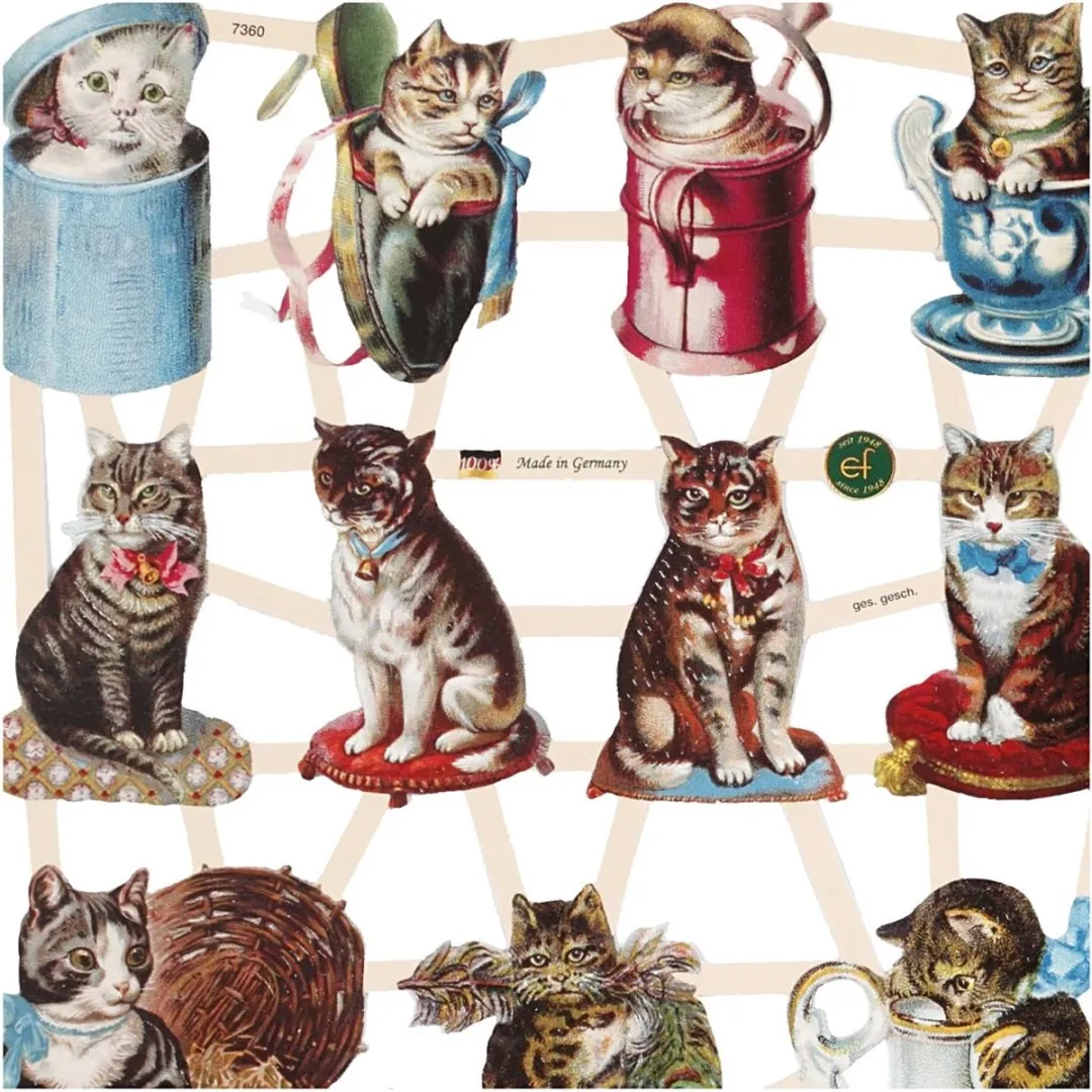 Creativ Company Vintage Plaatjes Katten Poëzie Album - 16,5x23,5cm - Multicolor