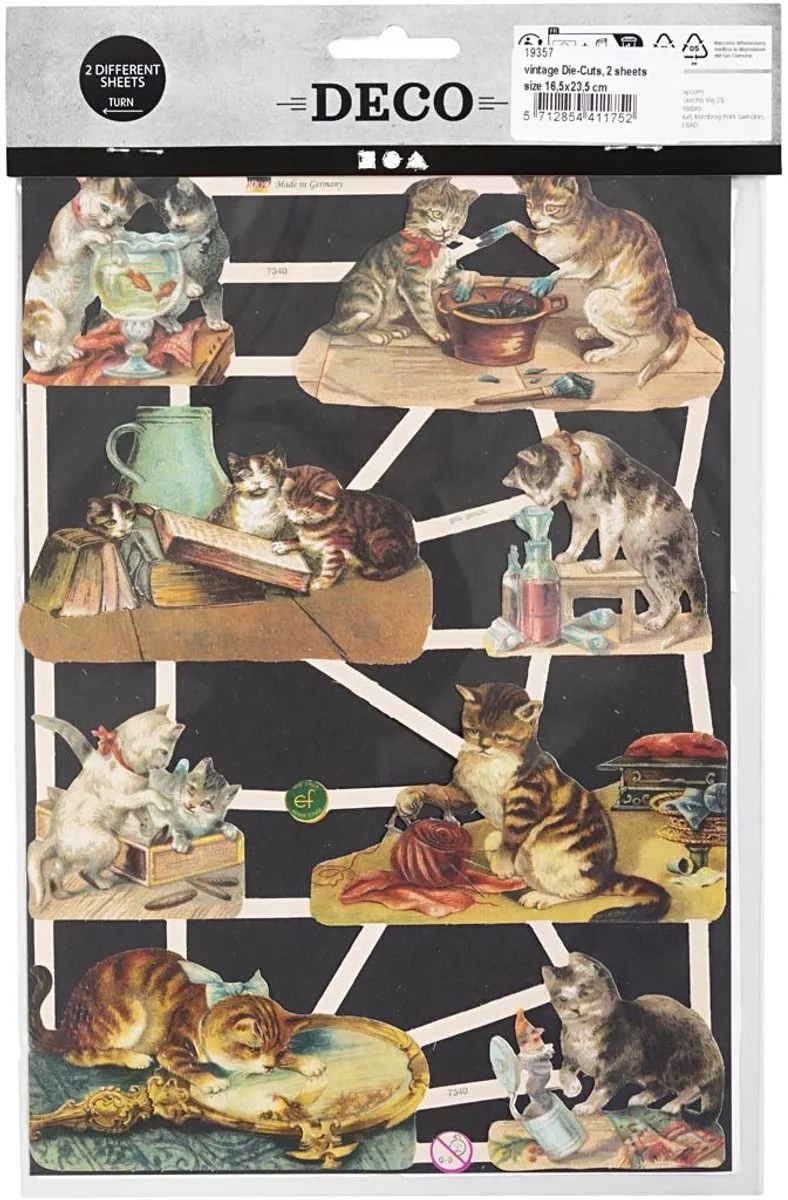 Creativ Company Vintage Plaatjes Katten Poëzie Album - 16,5x23,5cm - Multicolor