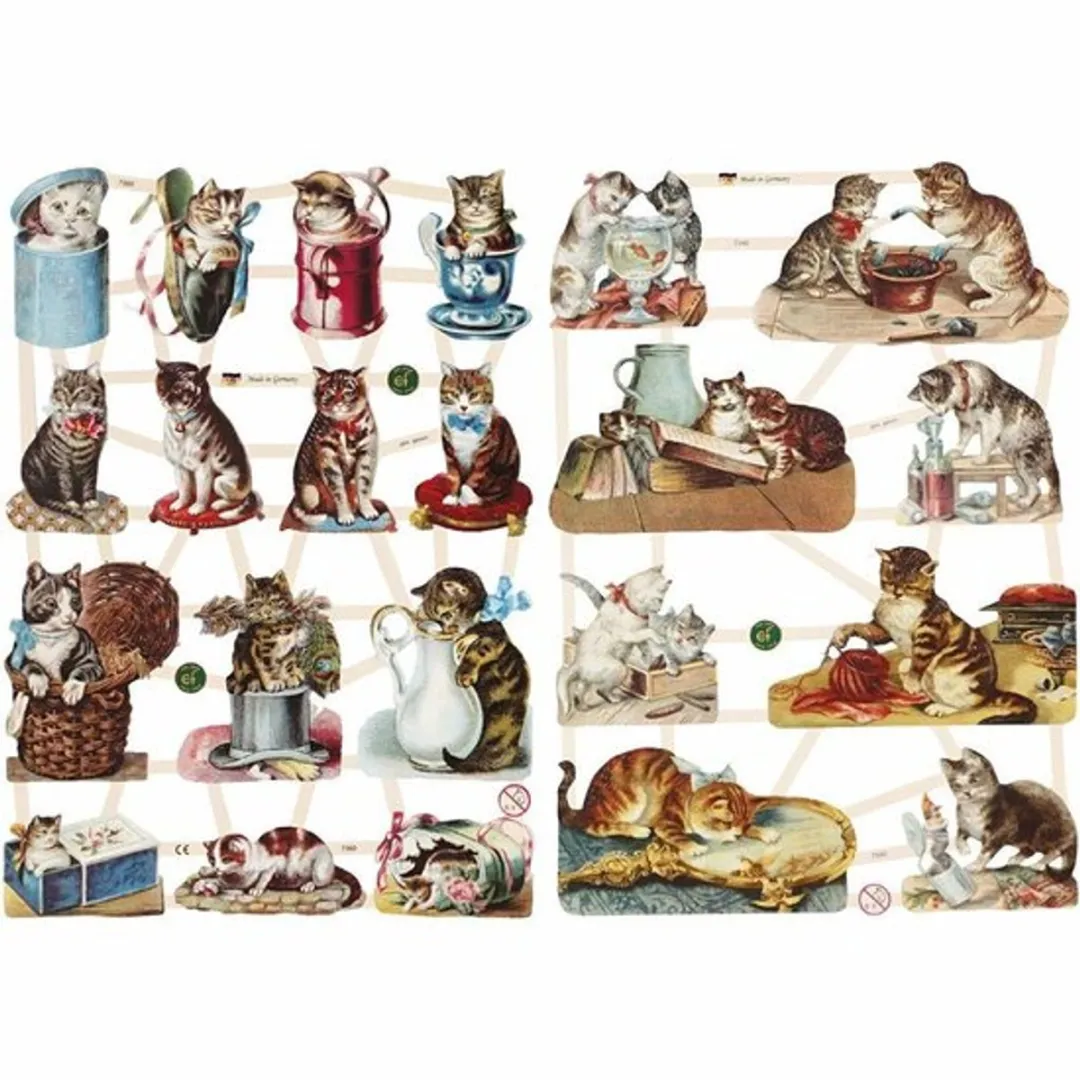 Creativ Company Vintage Plaatjes Katten Poëzie Album - 16,5x23,5cm - Multicolor