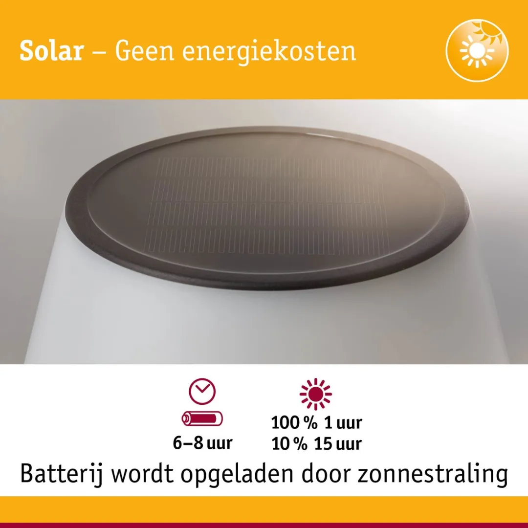 Paulmann Solar LED Tafellamp Lillesol 3-Step-Dim - Edelstaal - afbeelding 6 van 6