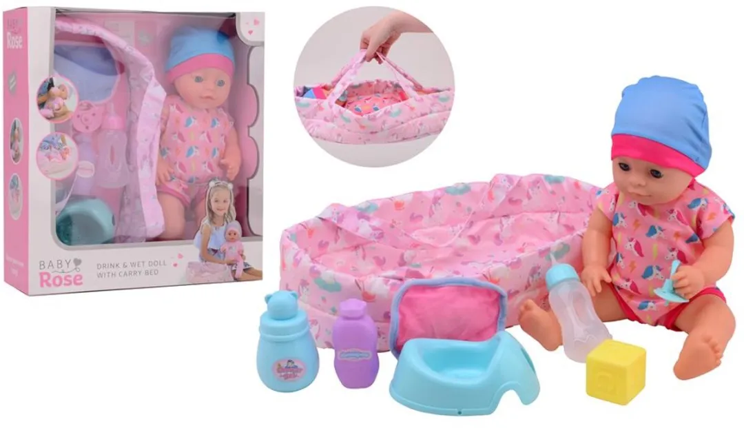 Johntoy Baby Rose Drink + Plaspop 27714 - 35cm