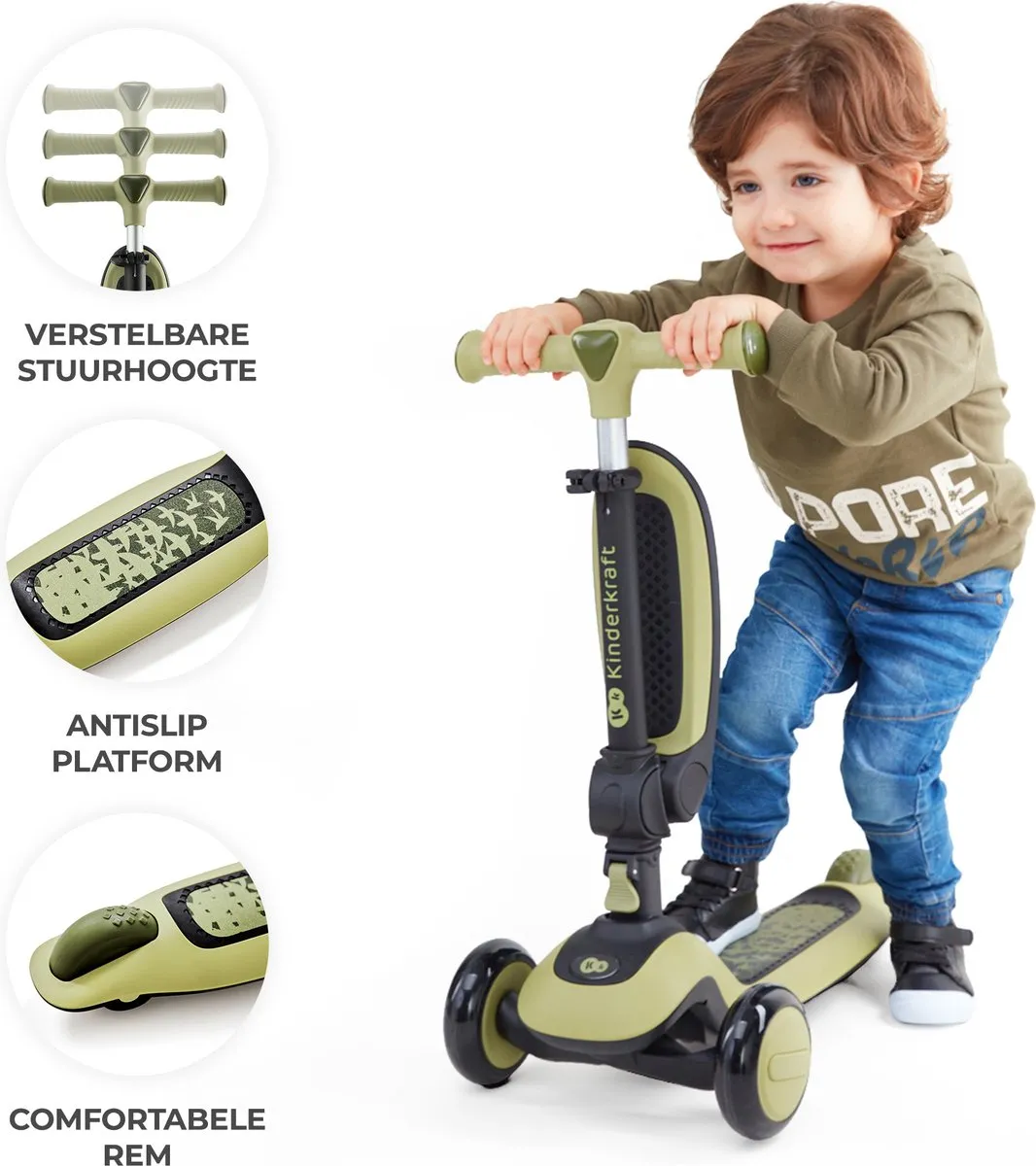 KinderKraft Halley 2-in-1 Loopfiets & Step - Wit
