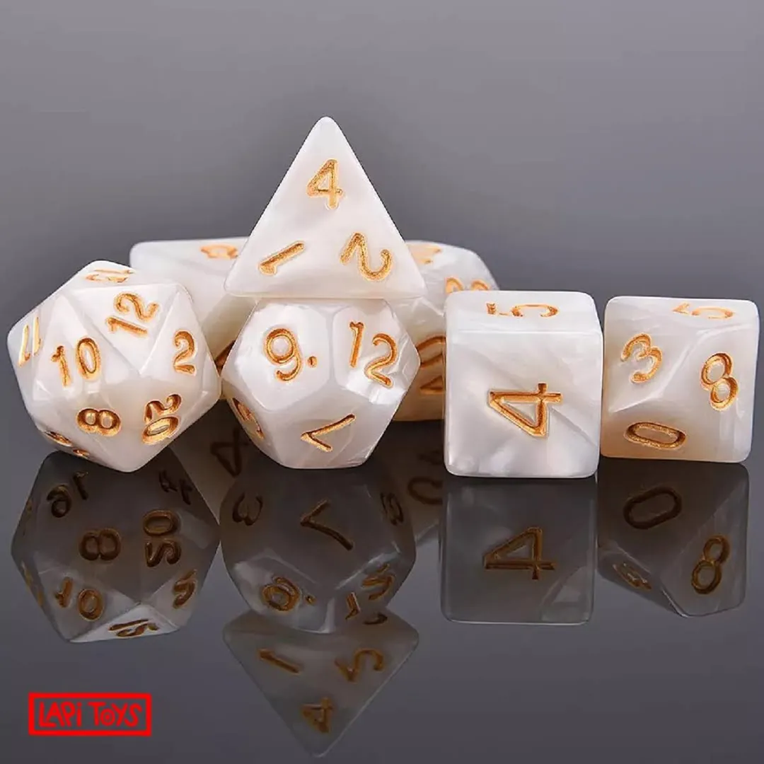 Lapi Toys Polydice D&D Dobbelsteen Set - 7 Stuks - Acryl - Wit