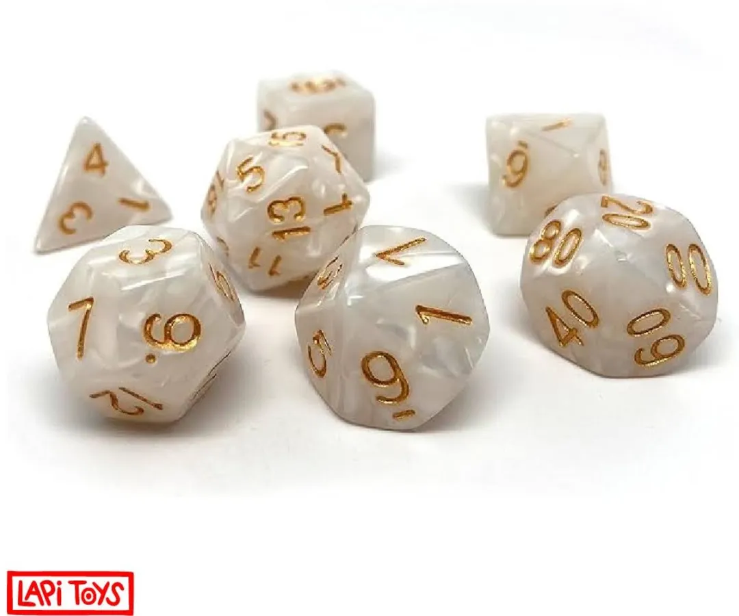 Lapi Toys Polydice D&D Dobbelsteen Set - 7 Stuks - Acryl - Wit