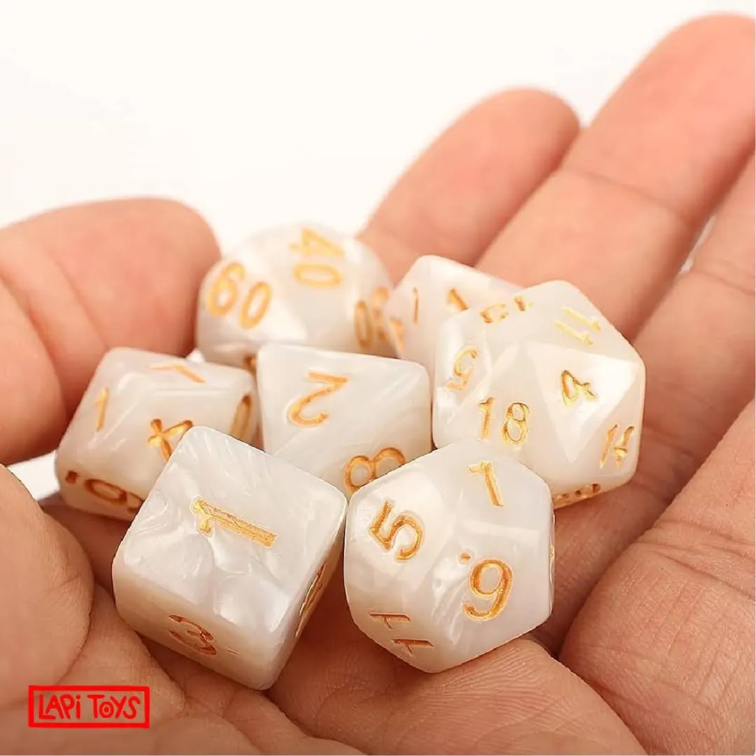 Lapi Toys Polydice D&D Dobbelsteen Set - 7 Stuks - Acryl - Wit