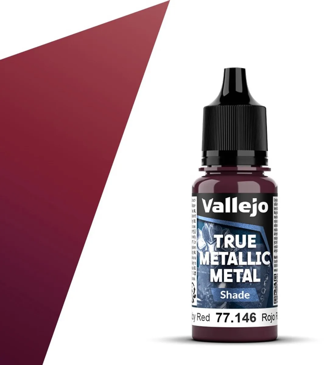 Vallejo Hobbyverf True Metallic Metal Shade Robijn Rood 18ml