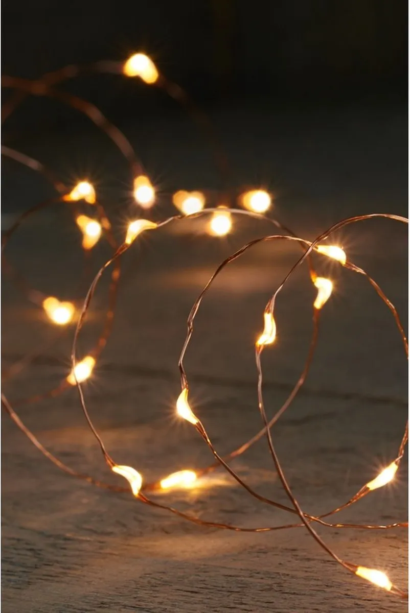 Anna's Collection LED Draadverlichting Koper 5m - Warm Wit - Timer - 20 Lichtpunten