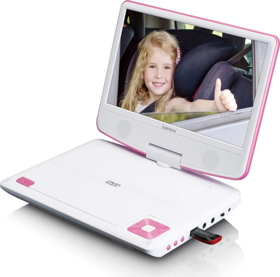 Lenco DVP-910PK Portable DVD-speler 9 inch - Roze