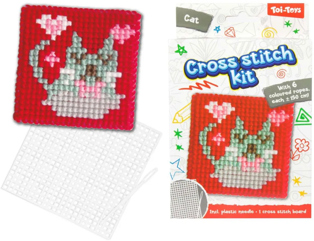 Toi-Toys Knutsel Borduurset Thema Kruissteek - Multi kleuren