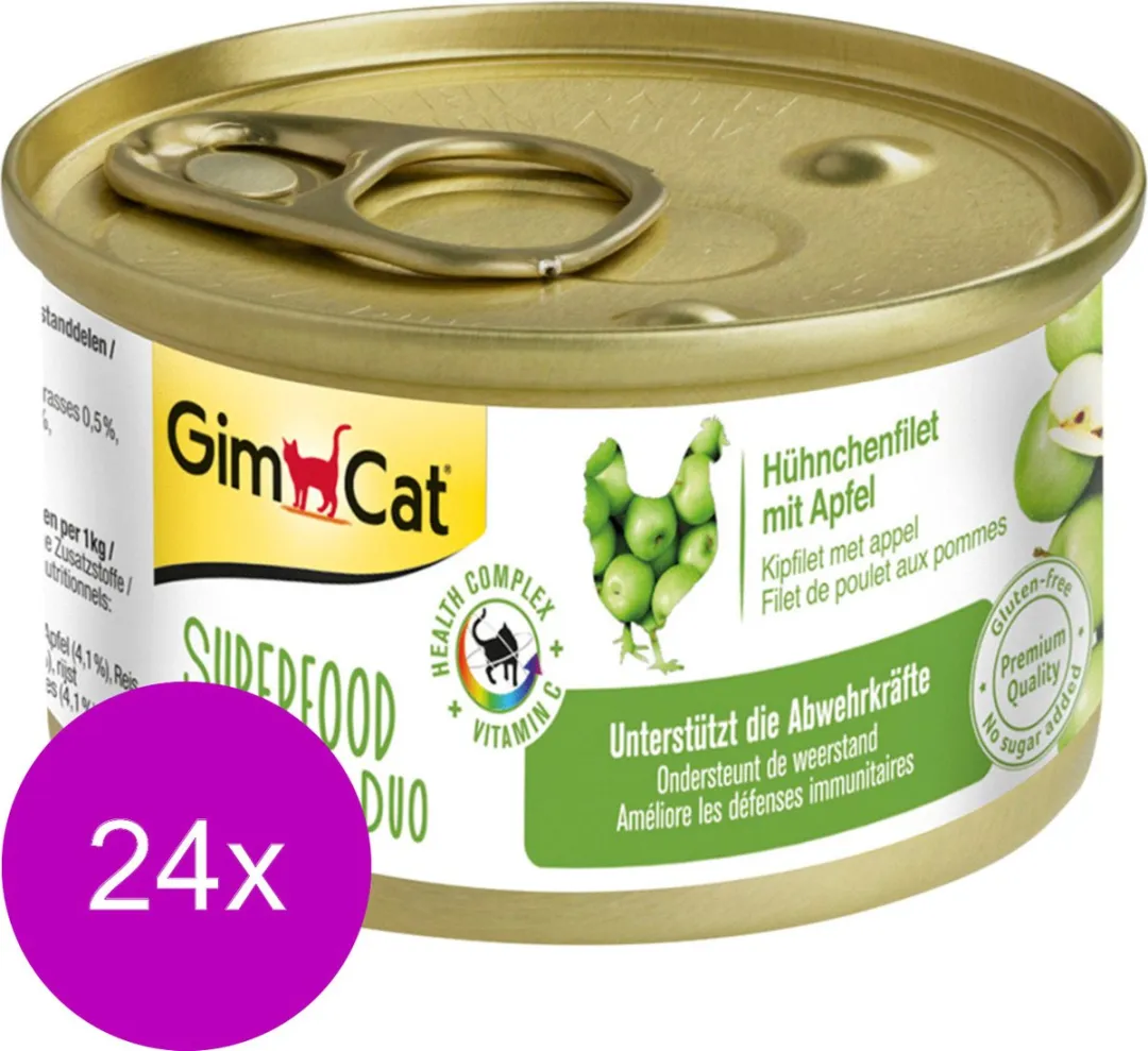 GimCat Superfood Shinycat Duo Kattenvoer 24x70g - Kipfilet & Appel