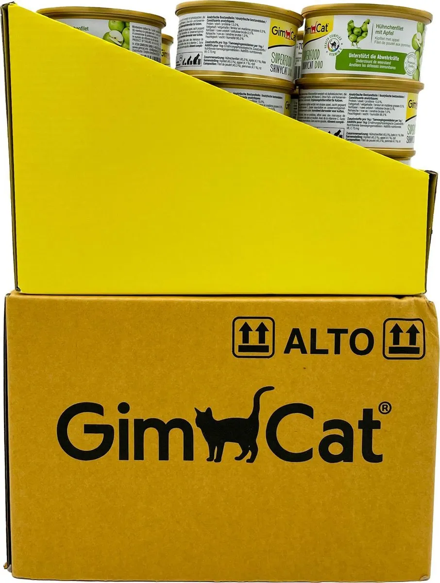 GimCat Superfood Shinycat Duo Kattenvoer 24x70g - Kipfilet & Appel