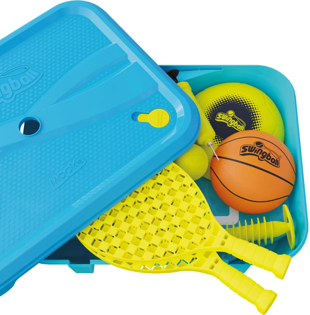 Mookie 3in1 First Multiplay Swingball - Tennis/Voetbal/Basketbal - Blauw - afbeelding 6 van 6