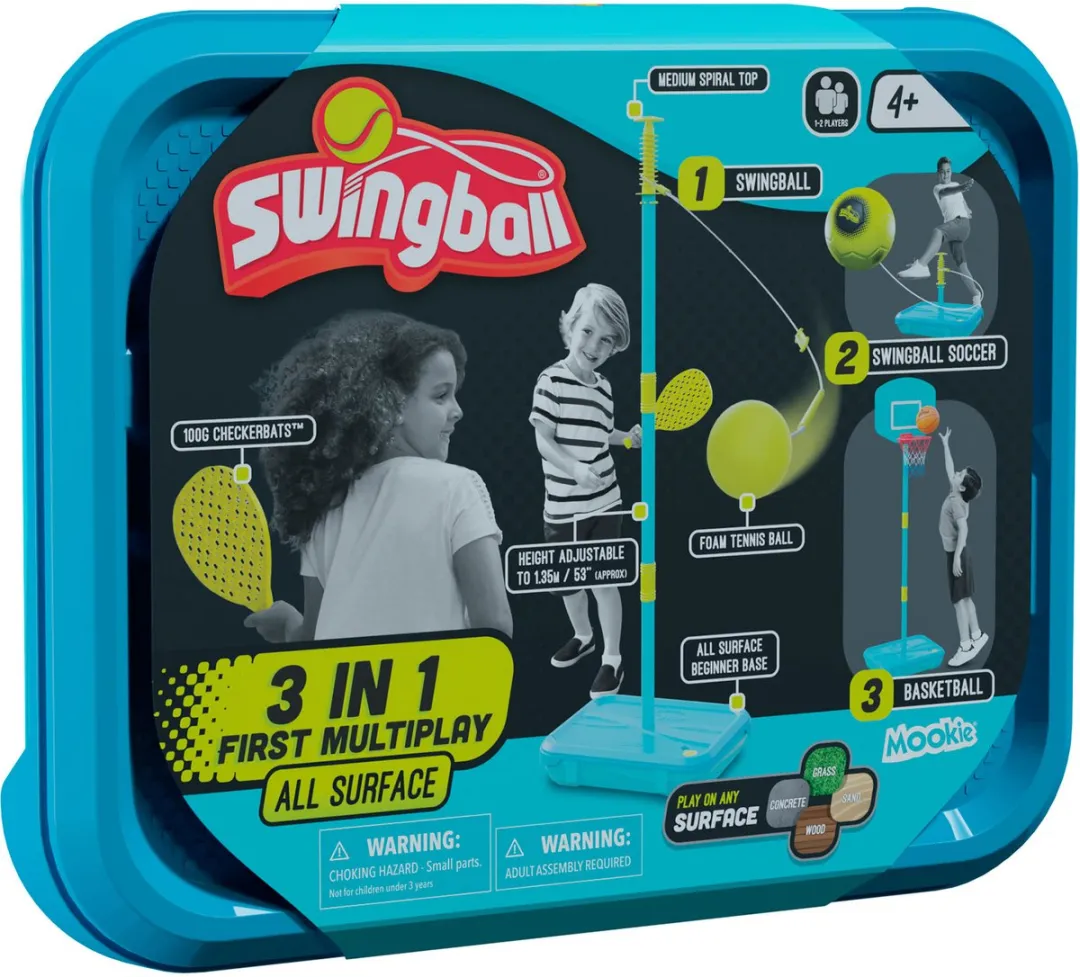 Mookie 3in1 First Multiplay Swingball - Tennis, Voetbal en Basketbal Set voor Kinderen