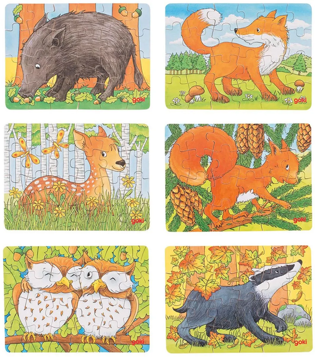 Goki Mini-Puzzel Bosdieren 36 Stuks
