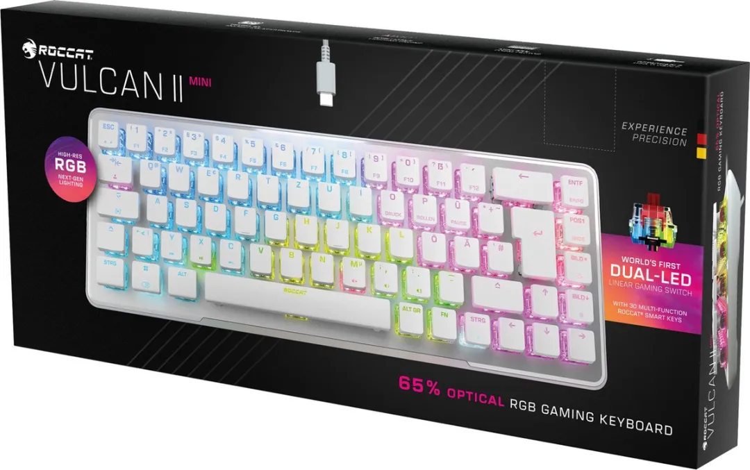 Roccat Vulcan II Mini ROCA20.BX.GAKG Bedraad Gaming Toetsenbord - US Layout - Wit - afbeelding 6 van 6
