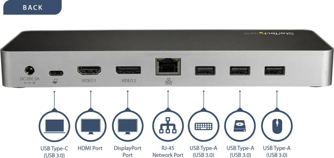Startech DK30CHDPPDUE USB-C Dock - Dual 4K HDMI/DisplayPort - 60W PD - 4x USB-A 3.0