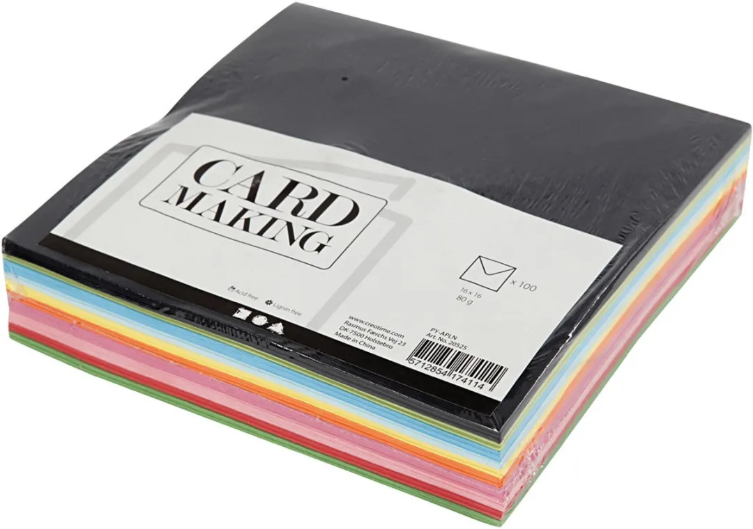 Creativ Company Gekleurde Enveloppen 16x16cm - Multicolor - 100 Stuks
