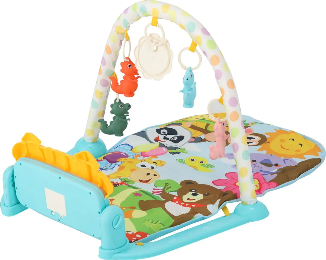 Moni Toys - Piano Activiteiten Speelkleed - Multicolor - Met Speelboog, Spiegeltje & Muziek - Educatief Baby Gym - Vanaf 0 Maanden