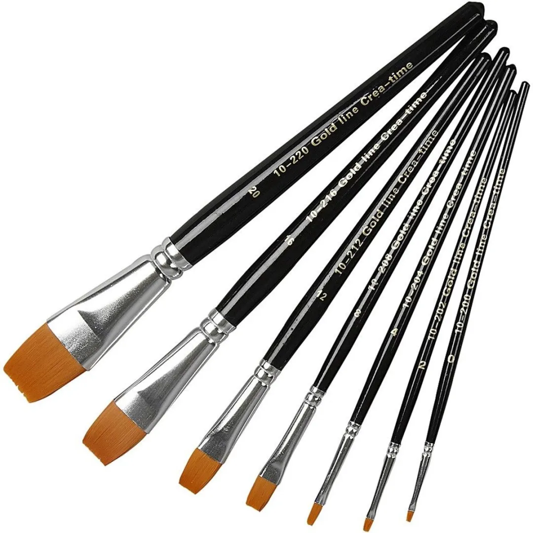 Creativ Company Gold Line Acryl Penselen Plat - 7 Stuks