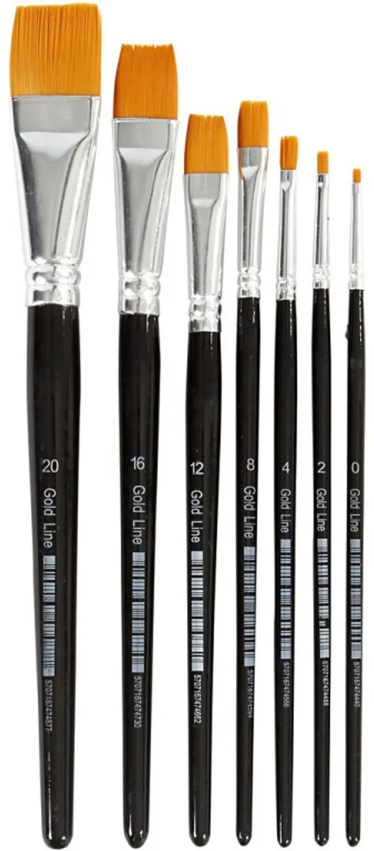 Creativ Company Gold Line Acryl Penselen Plat - 7 Stuks