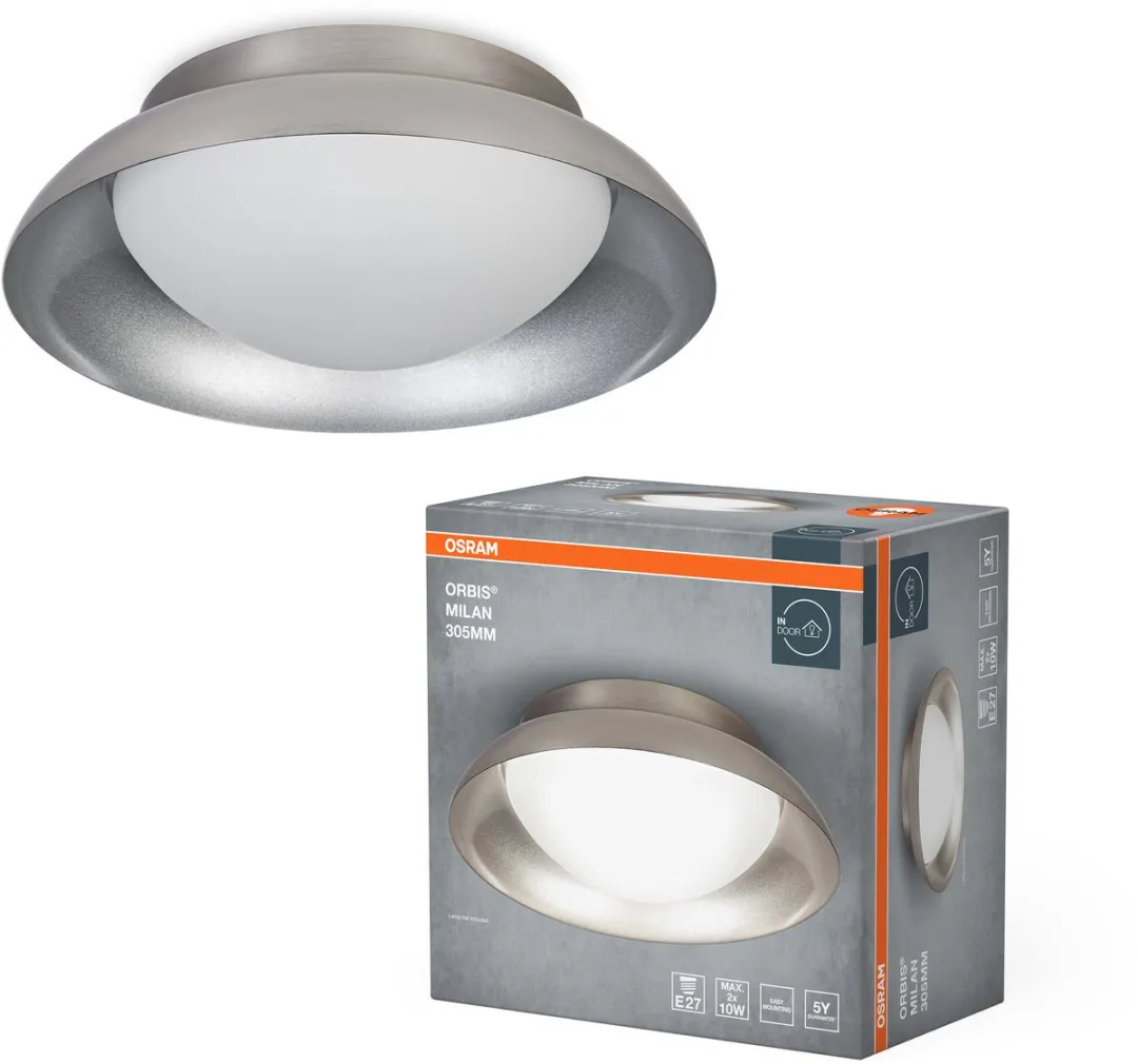 Osram Orbis Madrid Plafondlamp 305mm - Nikkel - 2xE27