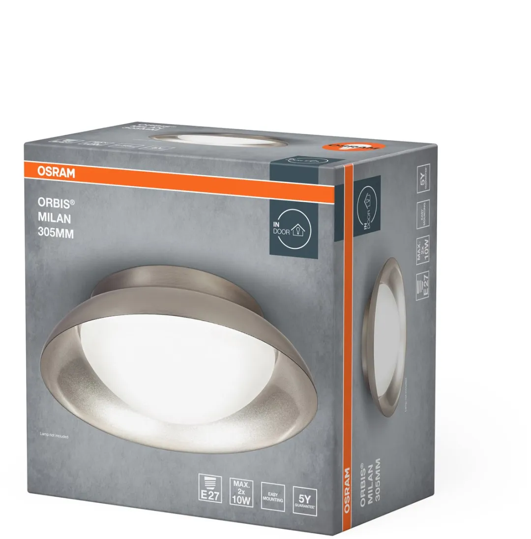 Osram Orbis Madrid Plafondlamp 305mm - Nikkel - 2xE27