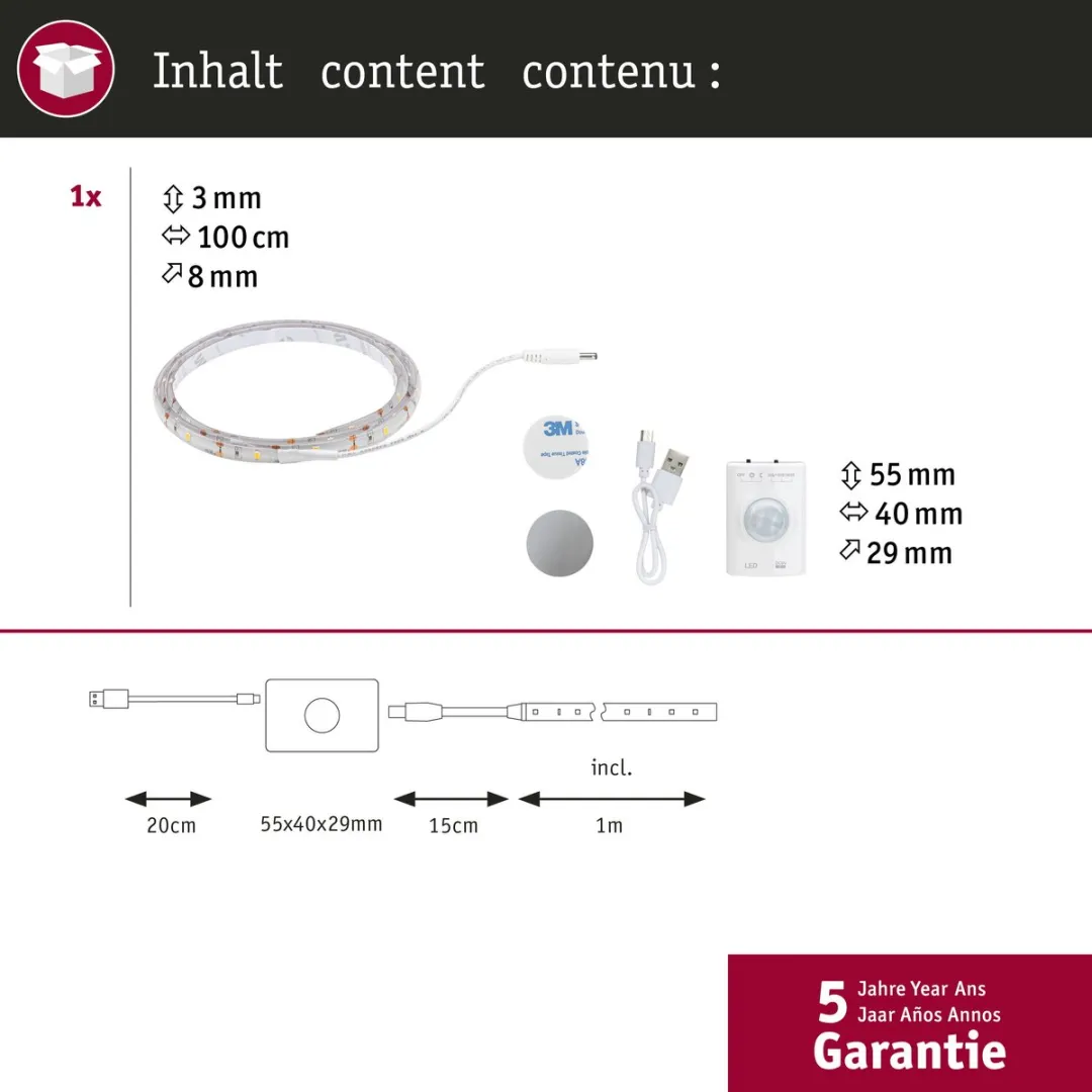 Paulmann LED Strip 1m - 1,4W 156lm/m 3000K Warm Wit - afbeelding 6 van 6
