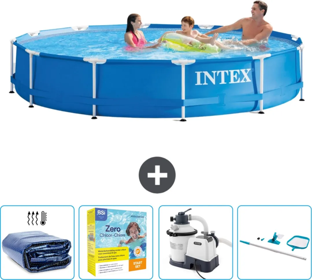 Intex 28210NP-Blauw Rond Frame Zwembad 366x76cm - Blauw