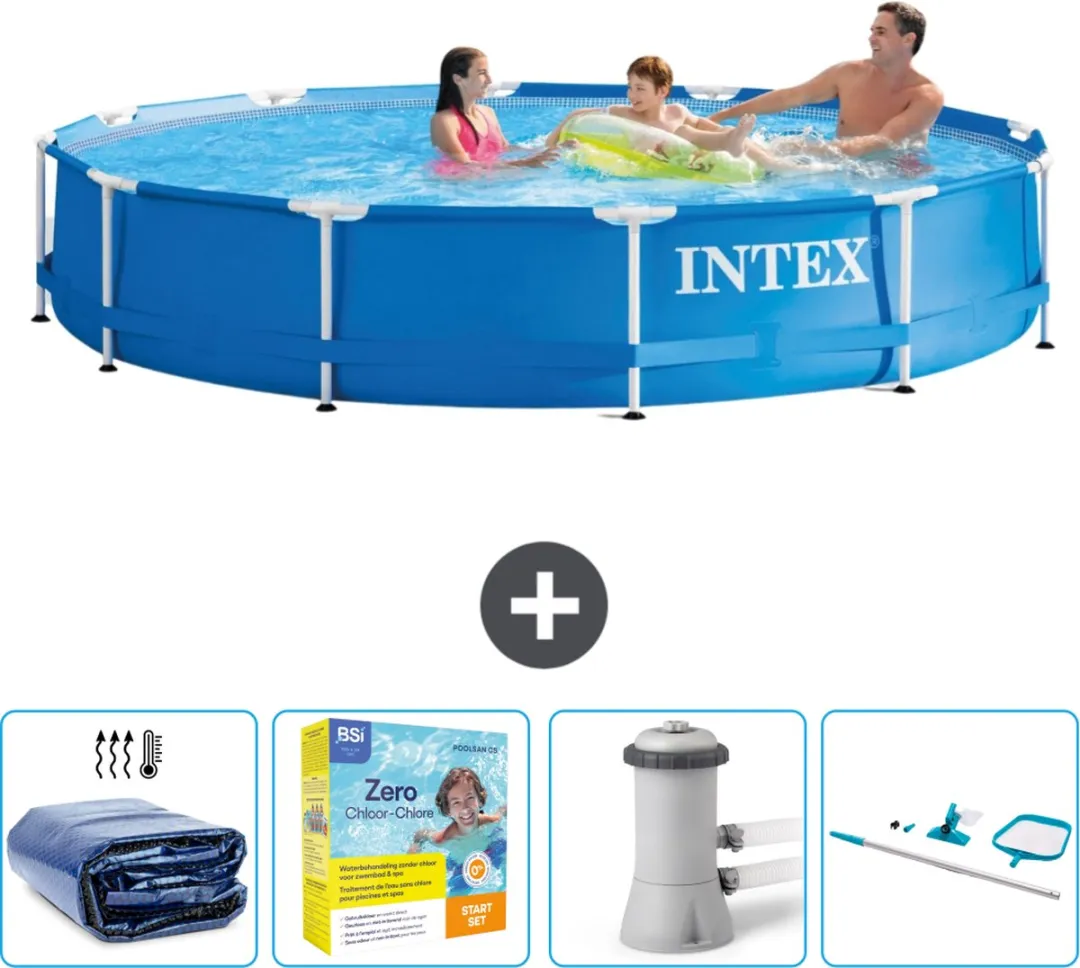 Intex 28210NP-Blauw Rond Frame Zwembad 366x76cm