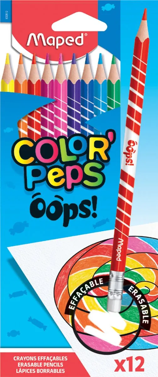 Maped Color'Peps Uitwisbare Kleurpotloden - 12 Stuks