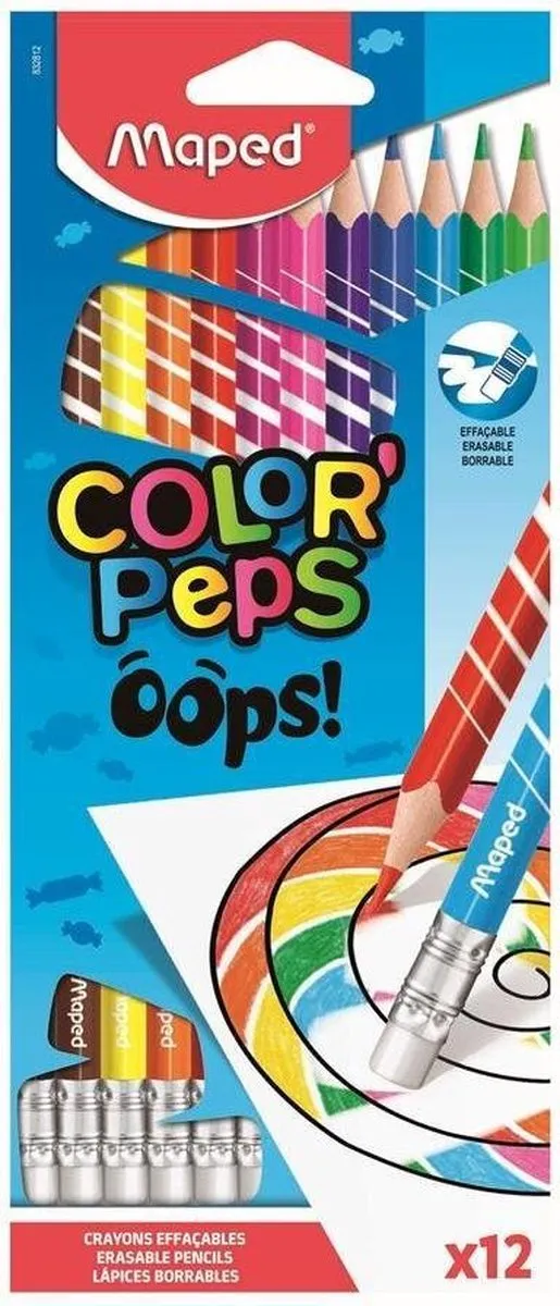 Maped Color'Peps Uitwisbare Kleurpotloden - 12 Stuks - afbeelding 6 van 6