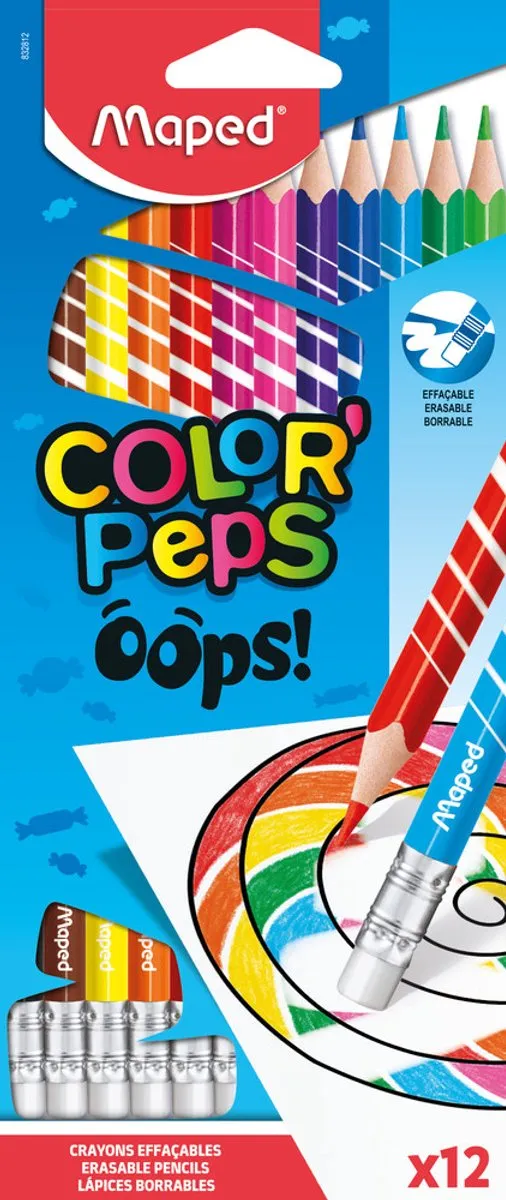 Maped Color'Peps Uitwisbare Kleurpotloden - 12 Stuks