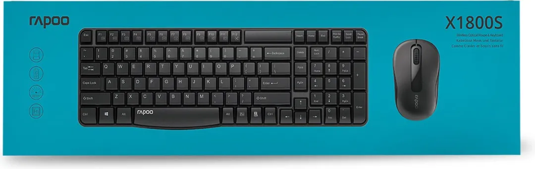 Rapoo X1800S Draadloze Combo Set - Toetsenbord & Muis - 104 Knoppen - Zwart
