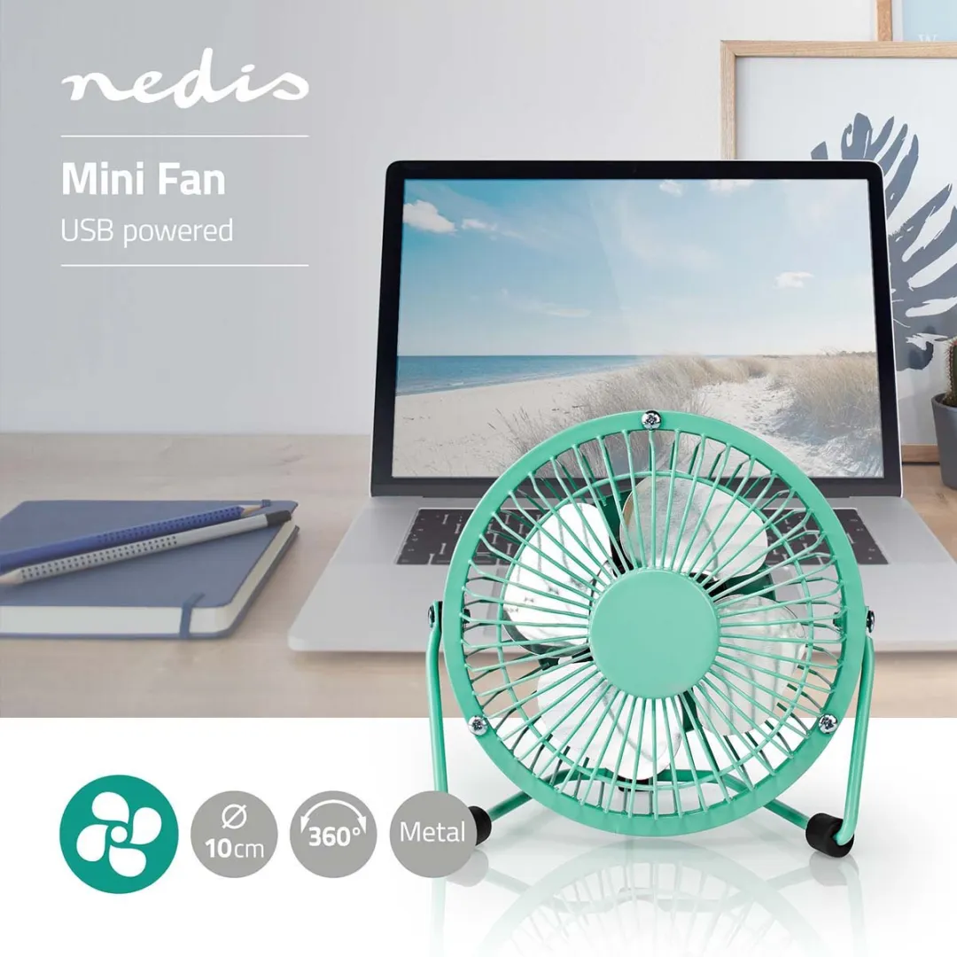 Nedis FNDK1TQ10 USB Tafelventilator 10cm - Turquoise