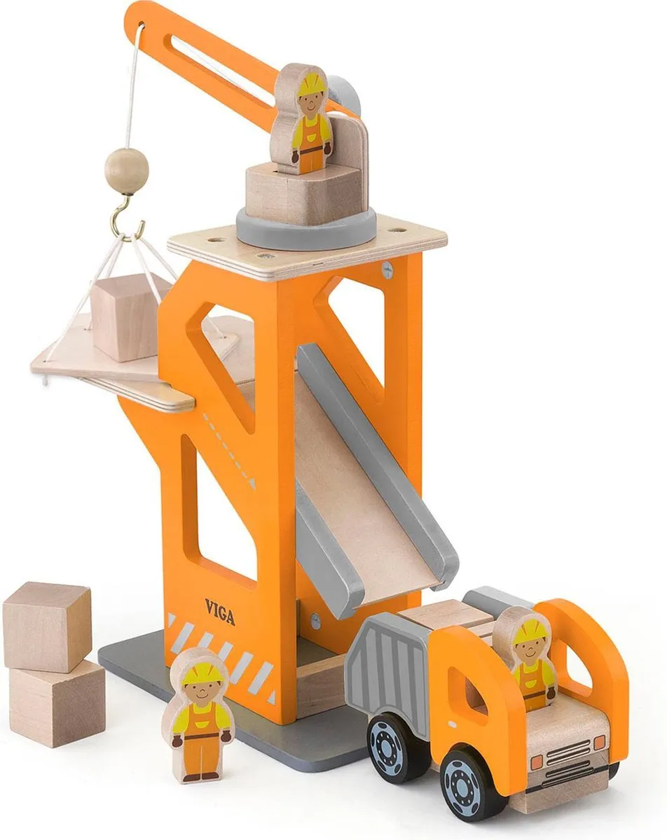 Viga Toys Havenkraan met Glijgoot en Kiepauto 51616