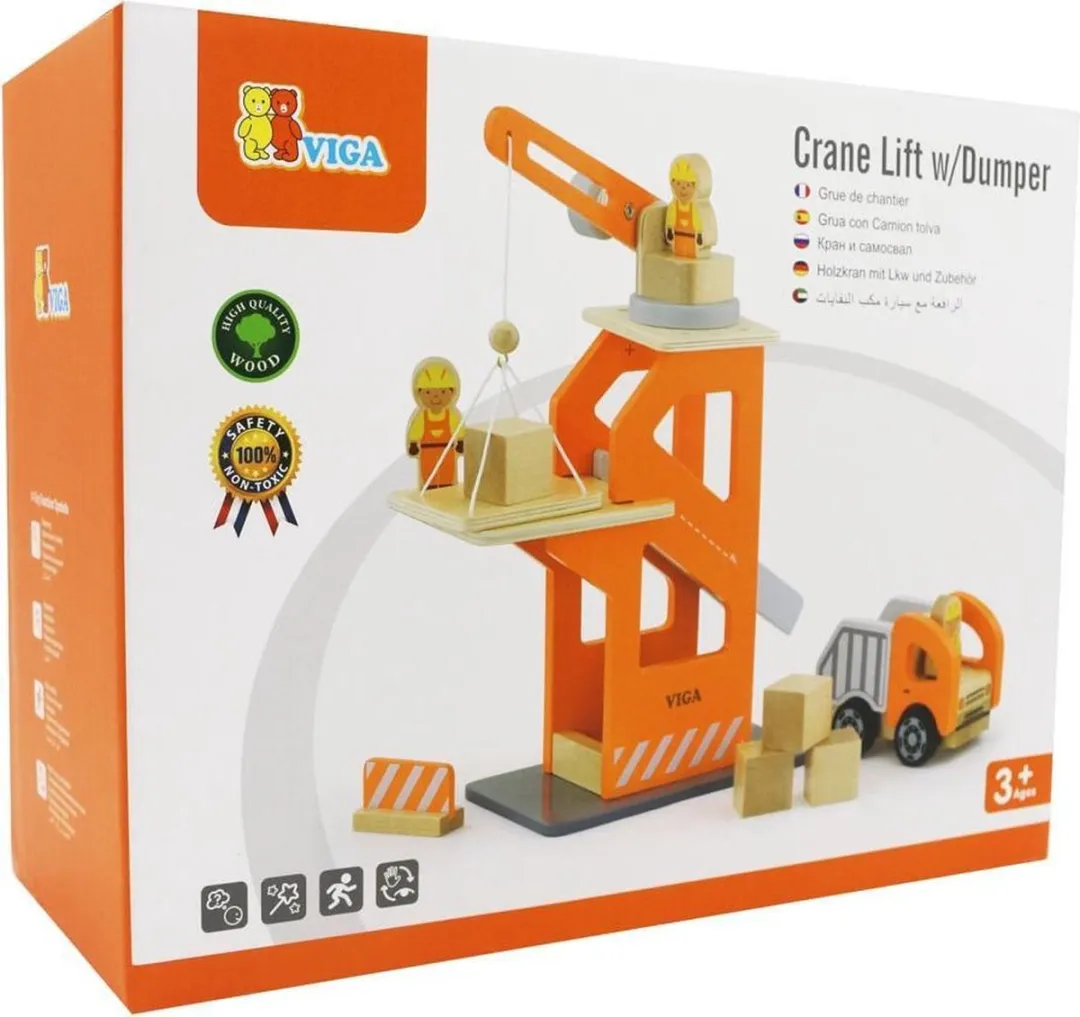 Viga Toys Havenkraan met Glijgoot en Kiepauto 51616