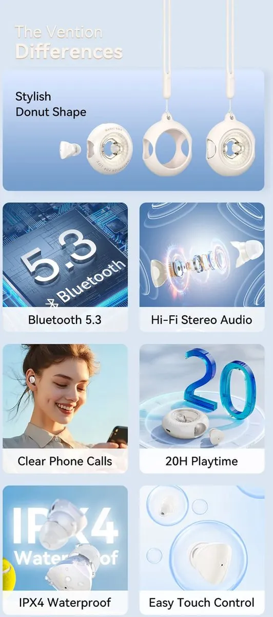 Vention NBRN0 Hoofdtelefoon - Transparent - afbeelding 2 van 6