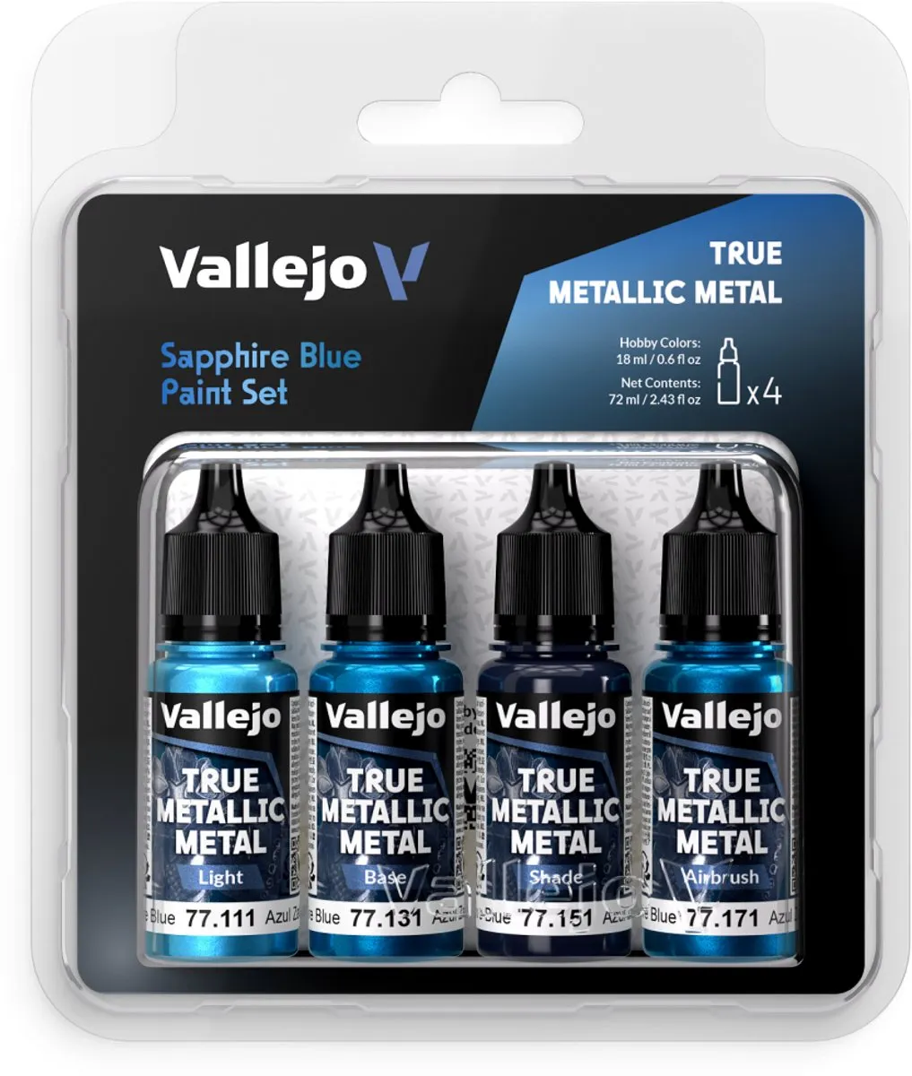 Vallejo True Metallic Metal Saffier Blauw Acrylverfset