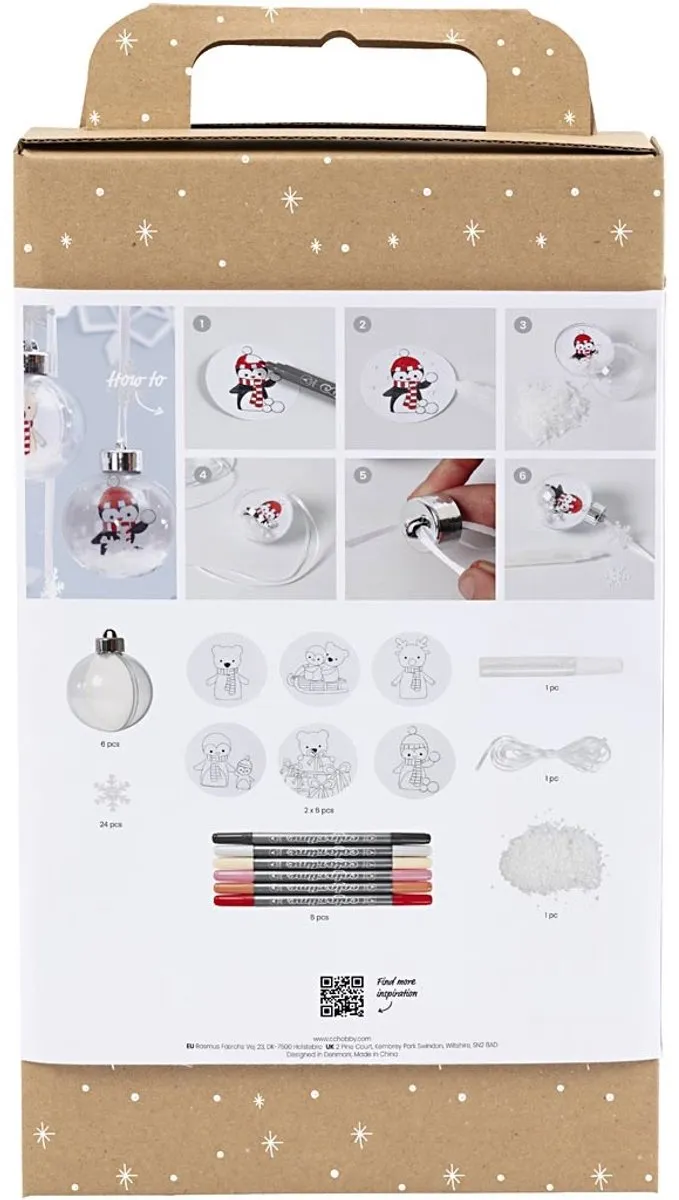 Creativ Company Kerstballen Decoratie Set - 6 Stuks - Rood