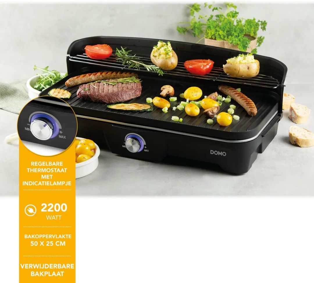 Domo DO9260G Barbecue Tafelgrill 2200W - Zwart